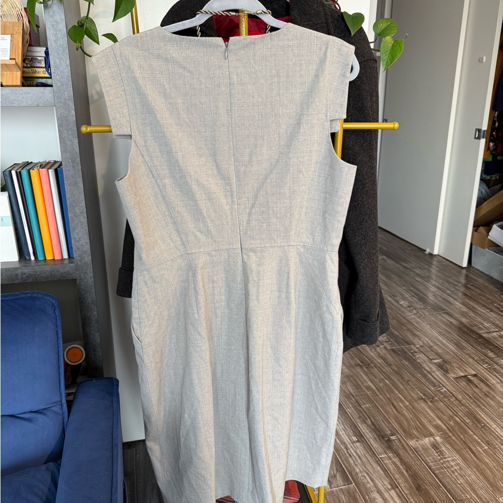 Classy J. Crew Like New Wool Classic Gray Cap Sleeve Dress with Pockets - Picture 7 of 11